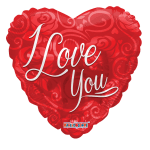 Red heart-shaped balloon with "Love You" text