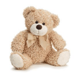 Plush teddy bear with a ribbon bow