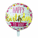Round birthday balloon with "Happy Birthday to you!" text