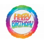 Rainbow birthday balloon with "Happy Birthday" text