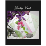 Greeting cards with floral designs and purple flowers