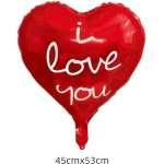 Red heart-shaped balloon with the words "I love you"