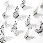Pattern of black and white butterflies on a white background