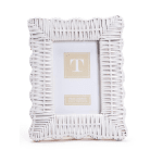 White woven picture frame with a rectangular opening