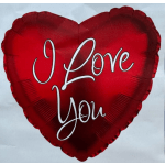 Red heart-shaped balloon with the words "I Love You"