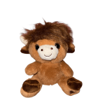 Plush monkey toy with brown fur and a smiling face