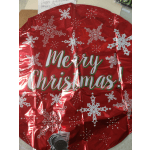 Red Christmas balloon with white snowflakes and "Merry Christmas" text