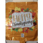 Orange Thanksgiving balloon with fall leaves and pumpkins