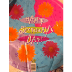 Colorful balloon with daisies and the words "Happy Secretary's Day"