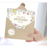 Mother's Day card in a kraft envelope with floral trim