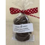 Bag of chocolate-covered Oreo cookies tied with a red polka-dot ribbon