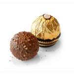 Two wrapped chocolate truffles on a white background