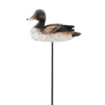 Duck-shaped garden stake with a painted bird figure on a black rod