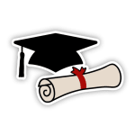 Graduation cap and diploma icon