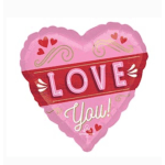 Heart-shaped pink balloon with the words LOVE You!