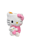 Pink Hello Kitty plush holding a smaller matching plush