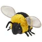 Plush bumblebee toy with a fuzzy yellow and black body and mesh wings.