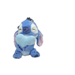 Blue plush character holding a light blue heart