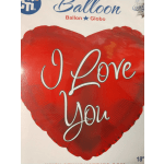 Red heart-shaped balloon with the words "I Love You"