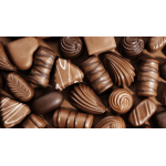 Assorted milk and dark chocolates in close-up.