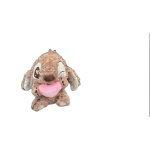 Plush Stitch character holding a pink heart
