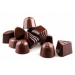 Assorted chocolate truffles on a white background