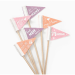 Set of pastel felt pennant picks with Mother’s Day messages