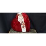 Heart-shaped box of Russell Stover chocolates wrapped in red cellophane