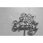 Metallic "Happy Anniversary" pick on a stick