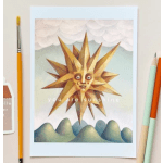 Art print of a sun face with the words "you are sunshine"