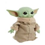 Baby Yoda plush toy in a tan coat