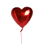 Red heart-shaped foil balloon with a ribbon tail