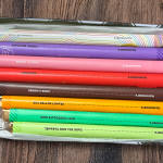 Colorful wrapped candy bars in a box