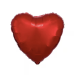 Red heart-shaped foil balloon on a white background