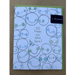 Birthday card with smiling faces and the words "so happy you were born!"