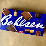 Blue box of Bahlsen chocolate biscuits and wafers