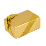 Gold gift box tied with a ribbon