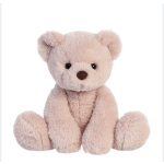 Pink plush teddy bear sitting on a white background