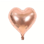 Rose gold heart-shaped foil balloon on a white background