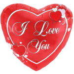 Red heart-shaped balloon with "I Love You" text and small heart graphics