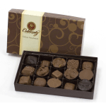 Box of assorted chocolates with the lid open