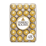 Box of Ferrero Rocher chocolates in gold wrappers