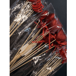 Packaged red glitter heart picks with wooden sticks