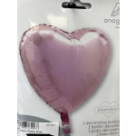 Pastel pink heart-shaped foil balloon on retail packaging