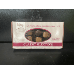 Box of assorted handcrafted chocolates with a windowed front