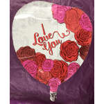 Heart-shaped balloon with roses and the words I love you