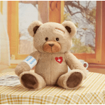 Plush teddy bear with a bandage and "get well soon" arm wrap