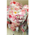 Heart-shaped Mother's Day balloons with pink floral print