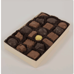 Box of assorted chocolates in paper cups