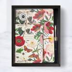 Floral notebook and pen gift set in a black presentation box